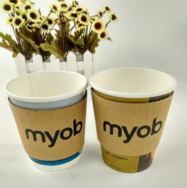 Coupe de boisson personnalisable à manche disposable en carton kraft, porte-thé à café avec logo de marque, dessin imprimé