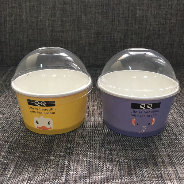 Coupe de crème glacée jetable avec couvercle Contenants de desserts surgelés en PP/papier imprimés sur mesure pour la glace, le yogourt et les plats à emporterCoupe de crème glacée jetable avec couvercle