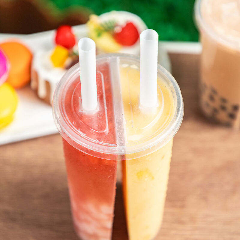 Vente en gros de tasses à double compartiment de calibre 95 mm ️ tasses en plastique à double face avec couvercle pour le thé Boba, les jus et les boissons mixtes