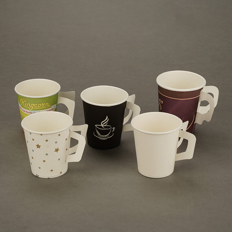 Disposable single wall Handle Paper Cups – Thickened Hot Drink Cups for Milk Tea, Coffee, Home & Office
